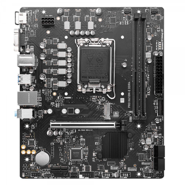 Материнская плата MSI PRO H610M-E DDR4 H610, LGA1700, 2*DDR4, 1*PCIEx16, 1*PCIEx1, 1*M.2, 4*USB3.2Gen1, 8*USB2.0, 4*SATA3.0, 1G, VGA, HDMI, M-ATX, RTL