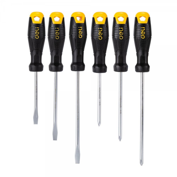 Набор отверток Deli DL620006 6шт SL5x75 + SL5x100 + SL6x150 + PH1x75 + PH1x100 + PH2x150