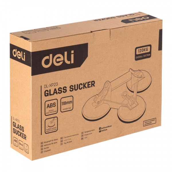 Присоски Deli для стекла (стеклодомкрат) тройная Deli DL-XP23 3*118мм, грузоподъемность 120кг
