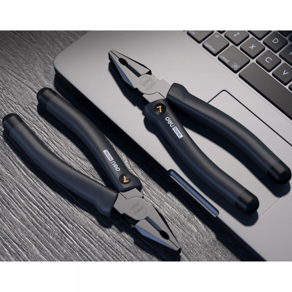 Пассатижи Deli  Home Series Black HT2007 180мм, эксклюзивный дизайн, рукоятка из высококачественного софттач пластика