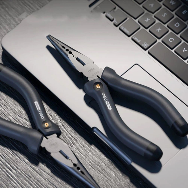 Длинногубцы Deli Home Series Black HT2106 160мм, эксклюзивный дизайн, рукоятка из высококачественного софттач пластика