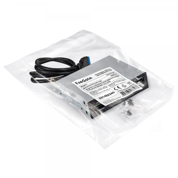 Картридер Exegate «Картридер USB3.0 ExeGate <CR-611U3> (внутренний, 3.5», мультиформатный:» SD/SDHC/SDXC/MMC/microSD/T-Flash/CF/MS/MS micro/XD, 1 доп.порт USB3.0, черный, металл) (133273)