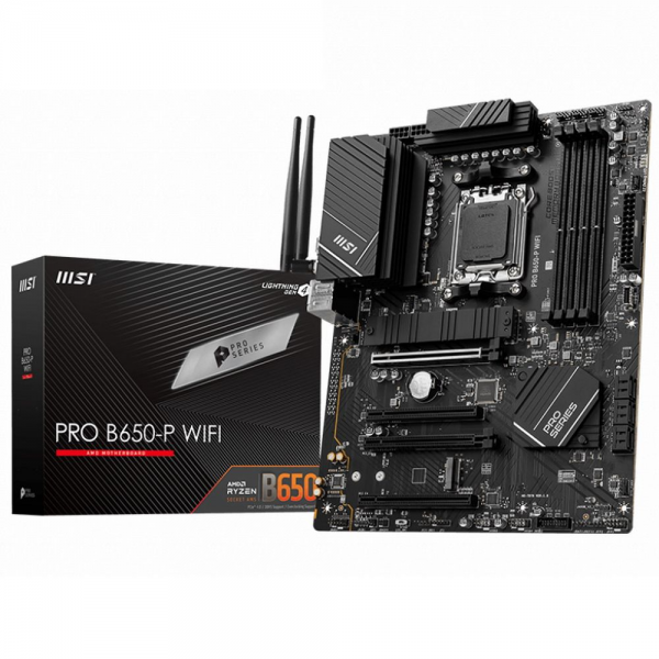 Материнская плата MSI PRO B650-P WIFI MS-7D78\PRO B650-P WIFI\601-7D78-010,11\801 -7D78-001\STD PRO B650-P WIFI,B650,AM5,4DDR5,4PCI -Ex16,2M.2,6SATA3,1USB 20G,4USB 10G,6USB 5G,4USB2,HD A\