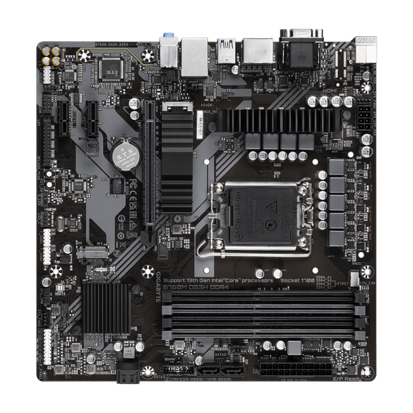 Материнская плата Gigabyte B760M DS3H DDR4, Socket 1700, Intel®B760, 4xDDR4-3200, D-SUB+HDMI+DP+DP, 1xPCI-Ex16, 2xPCI-Ex1, 4xSATA3(RAID 0/1/5/10), 2xM.2, 8Ch Audio, 2,5GbLan, (2+4)xUSB2.0, (3+2)xUSB3.2, (1+0)xUSB3.2 Type-C™, mATX, RTL {10}