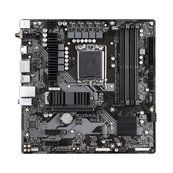 Материнская плата Gigabyte B760M DS3H AX DDR4, Socket 1700, Intel®B760, 4xDDR4-3200, HDMI+DP+DP, 1xPCI-Ex16, 2xPCI-Ex1, 4xSATA3(RAID 0/1/5/10), 2xM.2, 8Ch Audio, GLan, WiFi, (2+4)xUSB2.0, (3+2)xUSB3.2, (1+0)xUSB3.2 Type-C™, 1xPS/2, mATX, RTL