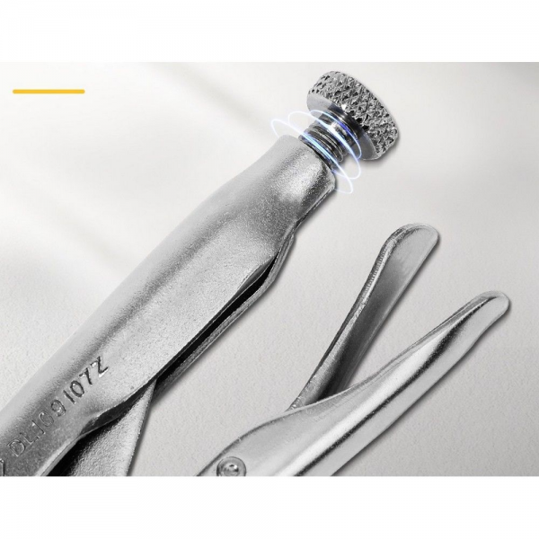 Зажимные клещи с изогнутыми губками Deli DL109107Z 180мм, рабочий ход 50мм, регулировочный винт