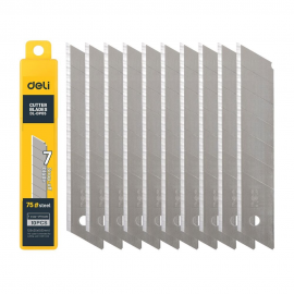 Сменные лезвия для ножа Deli DL-DP05 25мм*10шт  125x25x0,6 мм, сталь 75#, 2-ступенчатое лезвие