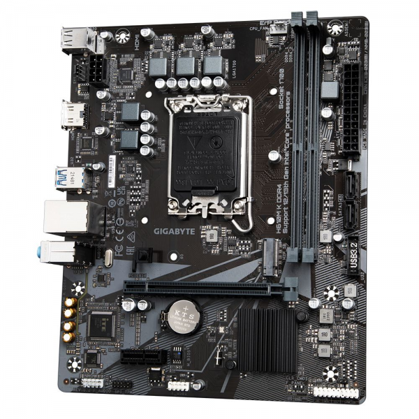 Материнская плата Gigabyte H610M K DDR4, RTL Socket 1700, Intel®H610, 2xDDR4-3200, HDMI, 1xPCI-Ex16, 1xPCI-Ex1, 2xSATA3, 1xM.2, 8Ch Audio, GLan, (4+2)xUSB2.0, (2+2)xUSB3.2, mATX, RTL {10}
