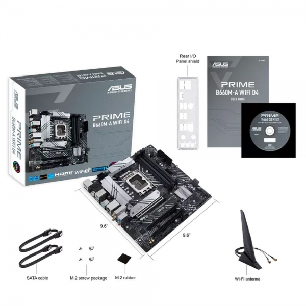 Материнская плата ASUS PRIME B660M-A WIFI D4 LGA1700 mATX 4xDDR4 3xPCIEx16 2xM.2 DP 2xHDMI GLAN Wi-Fi 6 (90MB1AE0-M1EAY0)