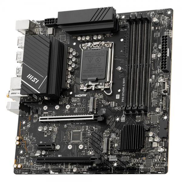 Материнская плата MSI PRO B760M-A WIFI B760, LGA1700, 4*DDR5, 2*PCIEx16, 1*PCIEx1, 2*M.2, 1*TypeC, 2*USB3.2Gen2, 6*USB3.2Gen1, 6*USB2.0, 4*SATA3.0, 2.5G, 2*DP, 2*HDMI, M-ATX, RTL