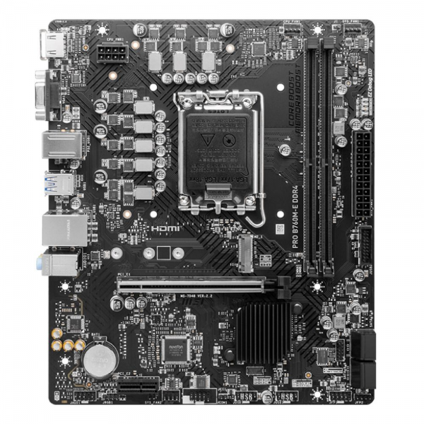 Материнская плата MSI PRO B760M-E DDR4 B760, LGA1700, 2*DDR4, 1*PCIEx16, 1*PCIEx1, 1*M.2, 4*USB3.2Gen1, 8*USB2.0, 4*SATA3.0, 1G, VGA, HDMI, M-ATX, RTL
