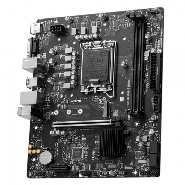 Материнская плата MSI PRO B760M-E DDR4 B760, LGA1700, 2*DDR4, 1*PCIEx16, 1*PCIEx1, 1*M.2, 4*USB3.2Gen1, 8*USB2.0, 4*SATA3.0, 1G, VGA, HDMI, M-ATX, RTL