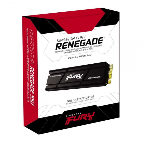 Твердотельный накопитель SSD Kingston FURY Renegade M.2 2280 SFYRDK/2000G 2TB Client SSD PCIe 4.0 NVMe, 7300/7000, IOPS 1000/1000K, MTBF 1.8M, 3D TLC,  2000TBW, 0.55DWPD, with HEATSINK (5 лет), RTL