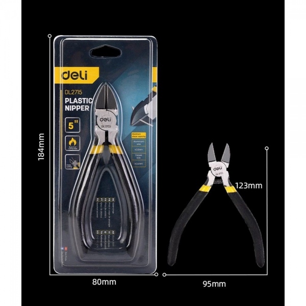 Мини-бокорезы Deli DL2715 125мм, сталь 55С, противоскользящая ручка