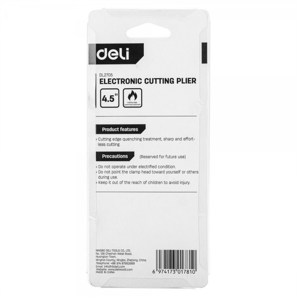 Кусачки Deli DL2705 130мм, сталь CrV, пластиковая ручка