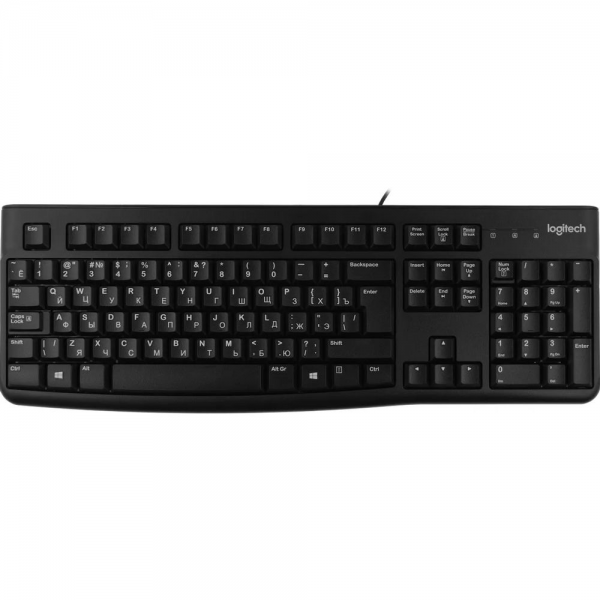 Клавиатура Logitech K120 черная, офисная, 104 клавиши, защита от воды |920-002583| USB 1.5м, RTL