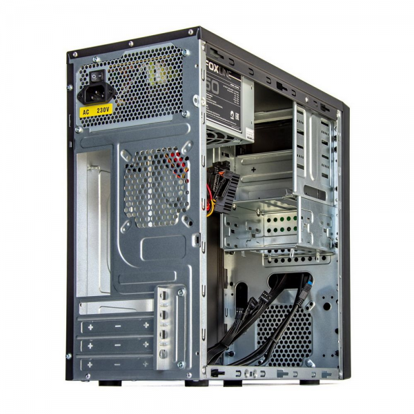 Корпус FoxLine Case Foxline FL–628-FZ450R-U32 |FL–628-FZ450R-U32| mATX case, black, w/PSU 450W 12cm, w/2xUSB2.0, w/2xUSB3.0 w/pwr cord, w/o FAN