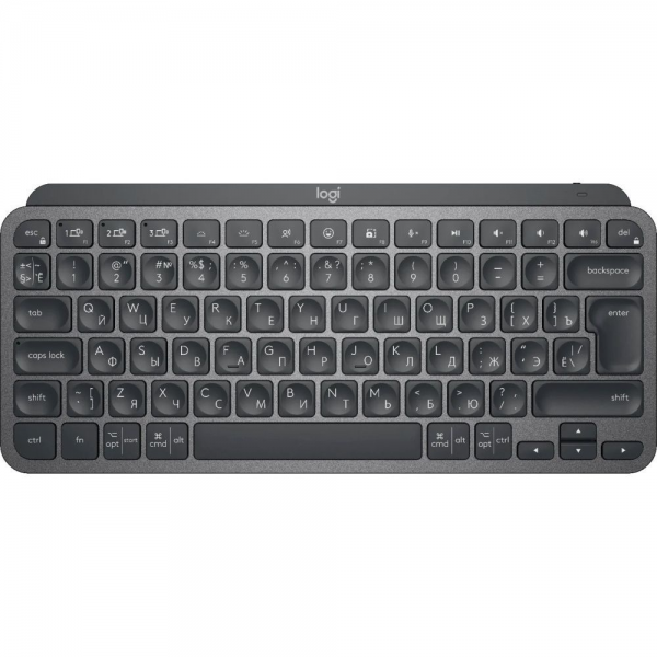 Клавиатура беспроводная Logitech MX Keys Mini Graphite |920-010501| Компактная, черная, Bluetooth LE/Logi Bolt, автоматическая подсветка, встроенная батарея, Type-C коннектор, кабель Type-C - Type-A в комплекте