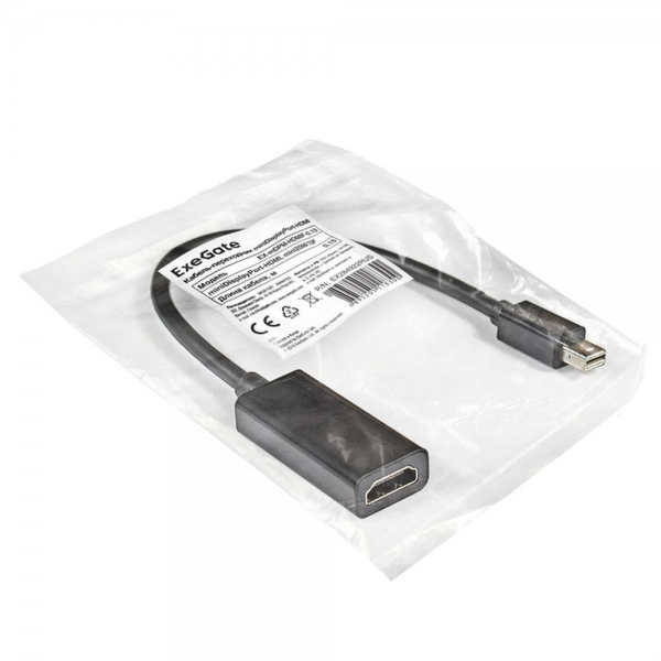 Кабель-переходник miniDisplayPort-HDMI ExeGate EX-mDPM-HDMIF-0.15 (EX284922RUS) (mini20M/19F, 0,15м)