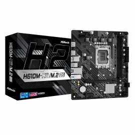 Материнская плата ASRock H610M-H2/M.2 D5, Socket 1700, Intel®H610, 2xDDR5-4800, HDMI+HDMI, 1xPCI-Ex16, 1xPCI-Ex1, 4xSATA3, 1xM.2, 8Ch Audio, GLan, (4+2)xUSB2.0, (2+2)xUSB3.2, 1xPS/2, mATX, RTL