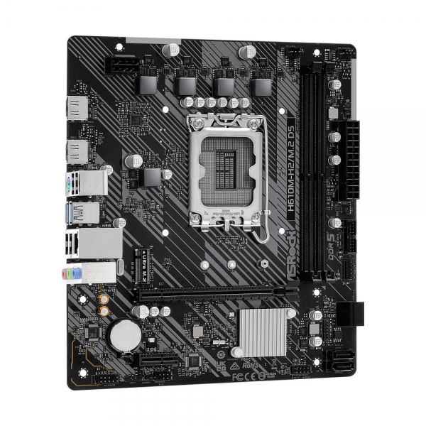 Материнская плата ASRock H610M-H2/M.2 D5, Socket 1700, Intel®H610, 2xDDR5-4800, HDMI+HDMI, 1xPCI-Ex16, 1xPCI-Ex1, 4xSATA3, 1xM.2, 8Ch Audio, GLan, (4+2)xUSB2.0, (2+2)xUSB3.2, 1xPS/2, mATX, RTL