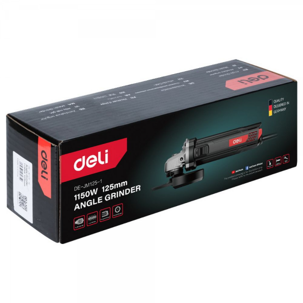 Угловая шлифмашина сетевая Deli DE-JM125-1E (1150Вт, 125мм, 12000об/мин, картон)