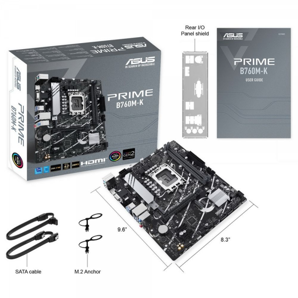 Материнская плата ASUS PRIME B760M-K LGA1700 mATX 2xDDR5 PCIEx16 2xPCIEx1 2xM.2 HDMI VGA 2.5GLAN