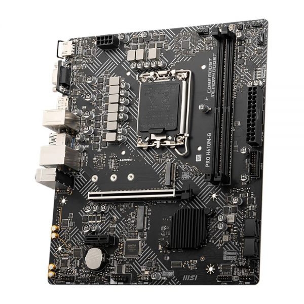 Материнская плата MSI PRO H610M-G H610, LGA1700, 2*DDR5, 1*PCIEx16, 1*PCIEx1, 1*M.2, 4*USB3.2Gen1, 6*USB2.0, 4*SATA3.0, 1G, VGA, DP, HDMI, M-ATX, RTL