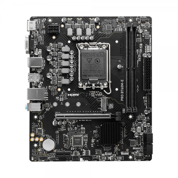 Материнская плата MSI PRO B760M-E B760, LGA1700, 2*DDR5, 1*PCIEx16, 1*PCIEx1, 1*M.2, 4*USB3.2Gen1, 8*USB2.0, 4*SATA3.0, 1G, VGA, HDMI, M-ATX, RTL