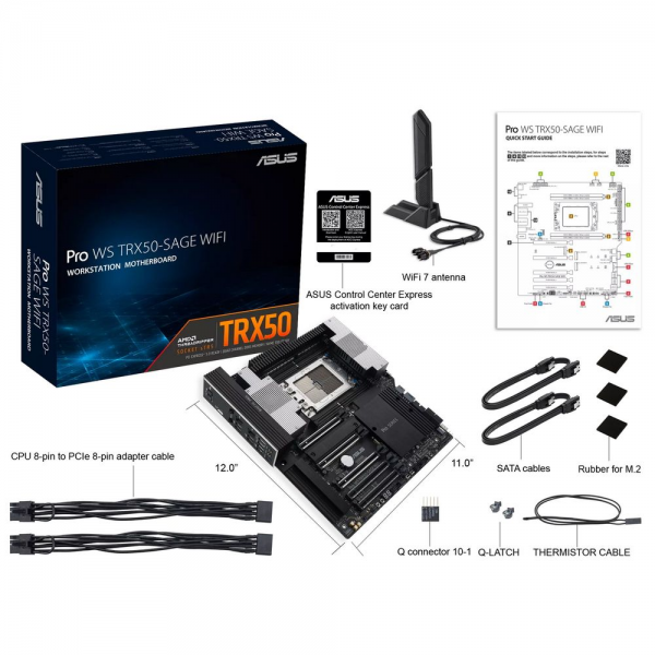 Материнская плата ASUS PRO WS TRX50-SAGE WIFI STR5 CEB 4xDDR5 5xPCIEx16 3xM.2 USB-C 2.5GLAN 10GLAN Wi-Fi 7