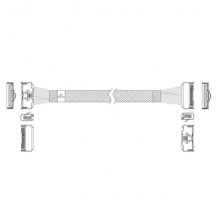 Кабель JPC P7321GB00800-3    Cable MCIO x8 74P (STRAIGHT TYPE)  -TO-  MCIO x8 74P (STRAIGHT TYPE) , 85 Ohm, L:80cm
