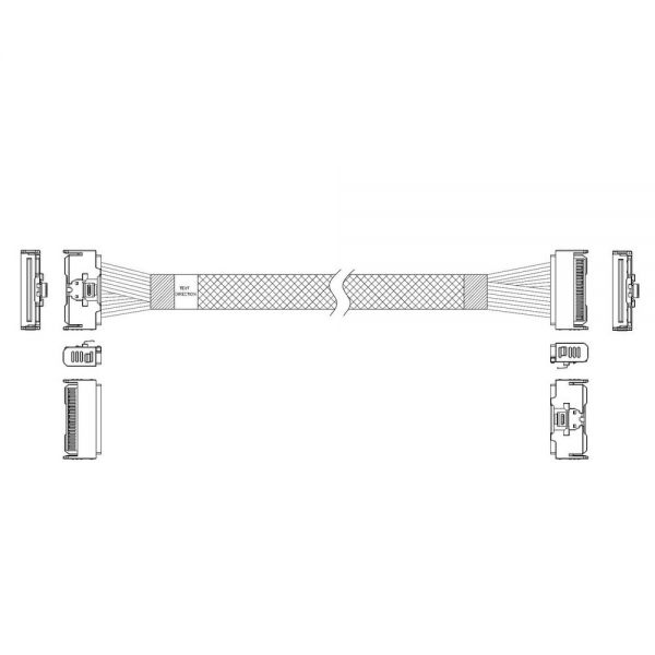 Кабель JPC P7321GB00800-3    Cable MCIO x8 74P (STRAIGHT TYPE)  -TO-  MCIO x8 74P (STRAIGHT TYPE) , 85 Ohm, L:80cm