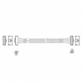Кабель JPC P7323GB00800-1    Cable MCIO x8 74P (угловой Right Angle)  -TO-  MCIO x8 74P (угловой Right Angle) , 85 Ohm, L:80cm