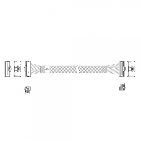 Кабель JPC P7323GB00800-1    Cable MCIO x8 74P (угловой Right Angle)  -TO-  MCIO x8 74P (угловой Right Angle) , 85 Ohm, L:80cm