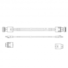 Кабель JPC P47SSDN01000-2    Cable OCuLink x4 42P (прямой Straight Type)  -TO-  OCuLink x4 42P (прямой Straight Type) , 85 Ohm, L:100cm