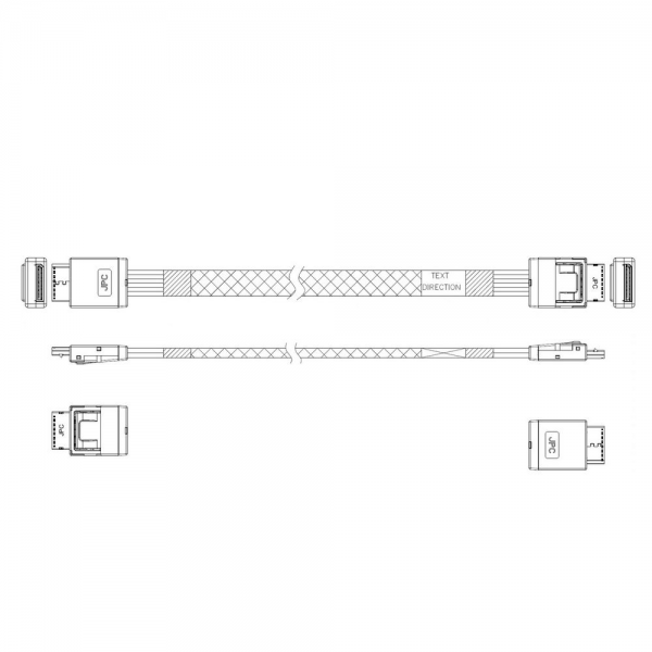 Кабель JPC P47SSDN01000-2    Cable OCuLink x4 42P (прямой Straight Type)  -TO-  OCuLink x4 42P (прямой Straight Type) , 85 Ohm, L:100cm