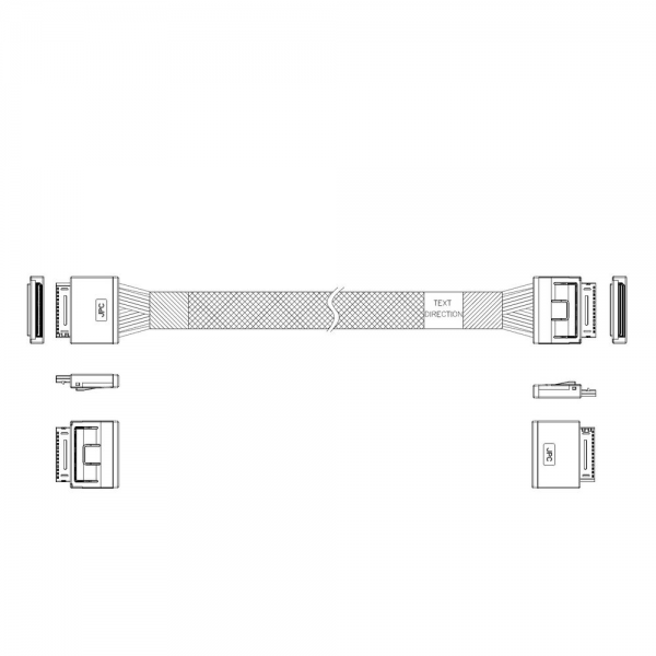 Кабель JPC P5200DR01000-1    Cable OCuLink x8 80P (прямой Straight Type)  -TO-  OCuLink x8 80P (прямой Straight Type) , 85 Ohm, L:100cm
