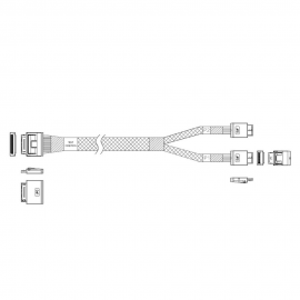Кабель JPC P5251DR01000-1    Cable OCuLink x8 80P (прямой Straight Type)  -TO-  2x OCuLink x4 42P (прямой Straight Type) , 85 Ohm, L:100cm