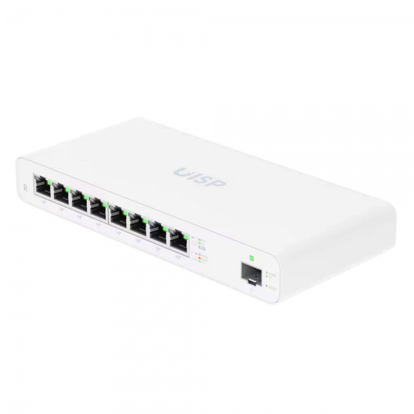 Маршрутизатор  Ubiquiti UISP Router 2 ядра (880 МГц), 8х 1G RJ45, 1х SFP, раздача PoE 110 Вт