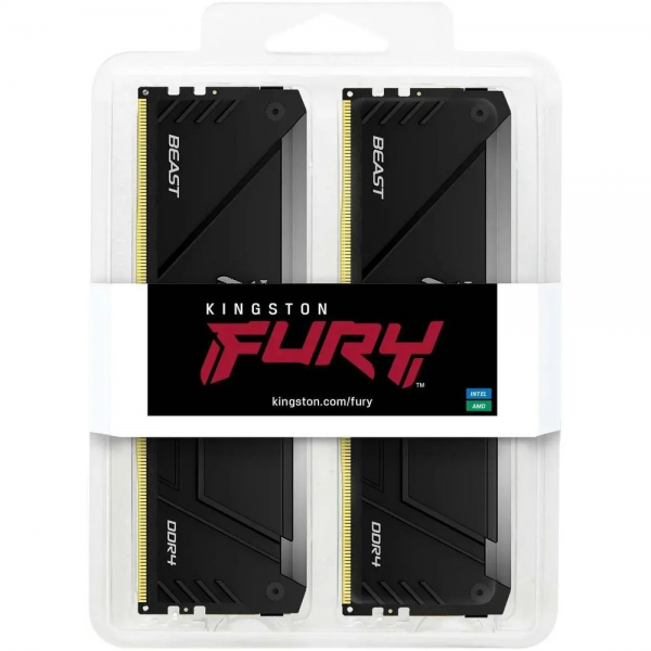Модуль памяти 32GB Kingston FURY Beast RGB KF432C16BB2AK2/32 DDR4 3200 DIMM Gaming Memory Non-ECC, CL16, 1.35V, Kit (2*16GB), RTL
