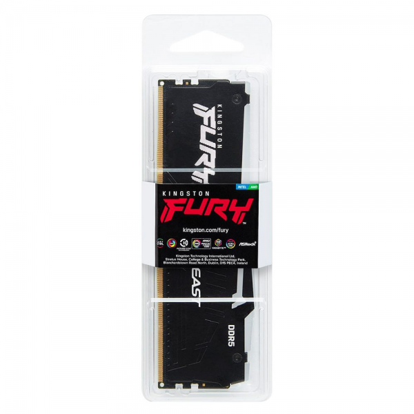 Модуль памяти Kingston 8GB DDR5 5200 DIMM FURY Beast Black RGB Non-ECC, CL40, 1.25V, 1RX8 40-40-40  288-pin, RTL