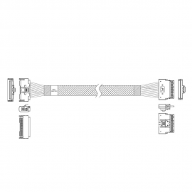 Кабель Amphenol RMC74-5874,, MCIO x8 74P (прямой Straight Type) TO Slimline SAS x8 74P (SFF8654, прямой Straight Type) , 85 Ohm, L:100cm