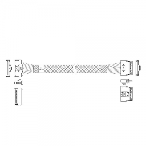 Кабель Amphenol RMC74-5874,, MCIO x8 74P (прямой Straight Type) TO Slimline SAS x8 74P (SFF8654, прямой Straight Type) , 85 Ohm, L:100cm