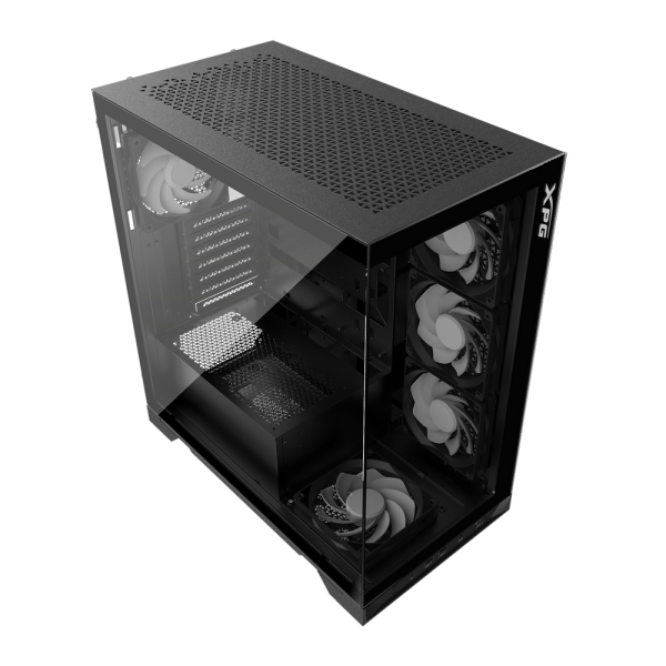 Корпус XPG INVADER X BLACK (INVADERXMT-BKCWW) Mid-Tower Gaming ATX PC Case with Panoramic View, Tempered Glass Panels, and RGB Lighting Black