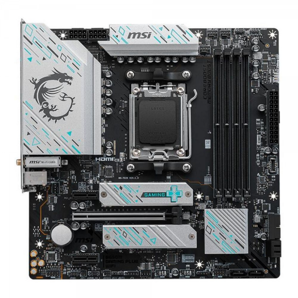 Материнская плата MSI B650M GAMING PLUS WIFI B650, AM5, 4*DDR5, 1*PCIEx16, 2*PCIEx1, 2*M.2, 2*TypeC, 3*USB3.2Gen2, 6*USB3.2Gen1, 4*USB2.0, 4*SATA3.0, 2.5G, DP, HDMI, M-ATX, RTL