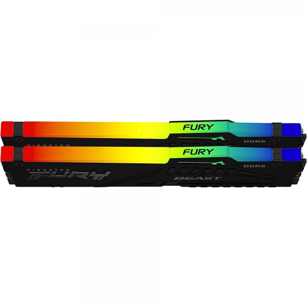 Модуль памяти Kingston 16GB DDR5 5600 DIMM FURY Beast Black AMD RGB On-Die ECC, поддержка AMD EXPO, CL36, 1.25V
