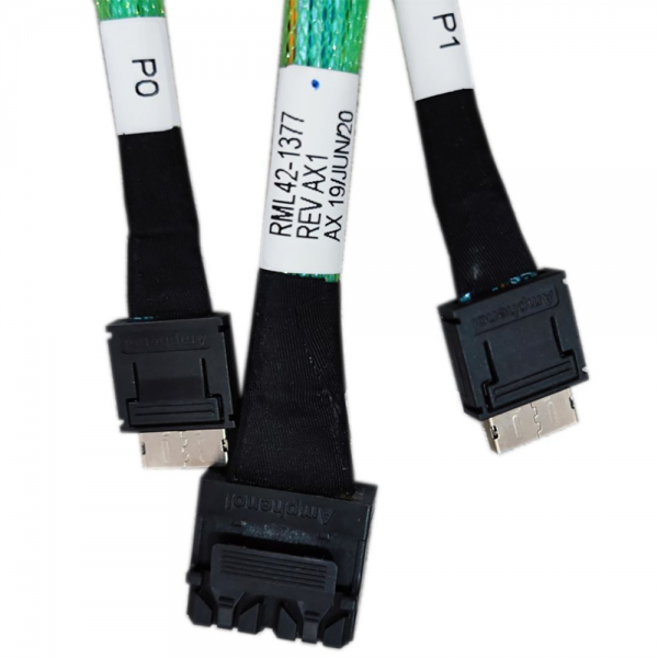 Кабель Amphenol RML42-1377 2х HD MiniSAS (SFF8643) to 2х OCuLink (SFF8611), 90cm