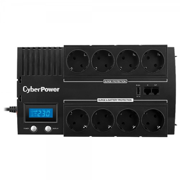 Источник бесперебойного питания ИБП Line-Interactive CyberPower BR1200ELCD 1200VA/720W USB/RJ11/45/USB charger A  (4+4 EURO)