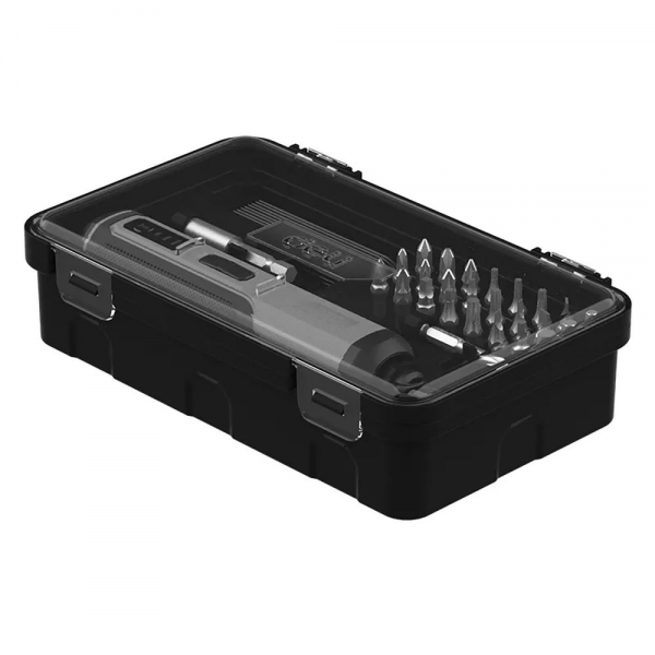 Отвертка аккумуляторная Deli DC161 (4В, 2А*ч, 5Нм, 300об/мин, Type-C, набор бит 24 шт, кейс)