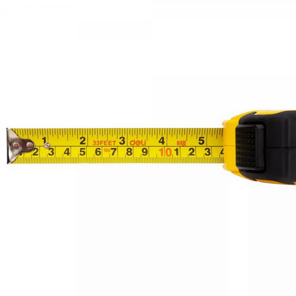 Рулетка Deli DL3799  10м*25мм, Автостоп, ударопрочный корпус, метрическая